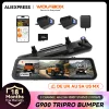 WOLFBOX G900 Tripro Bumper Version 3 Channel 4K Rear View Mirror dash Camera, STARVIS 2 IMX678, Voice Control,Includes 256G Card